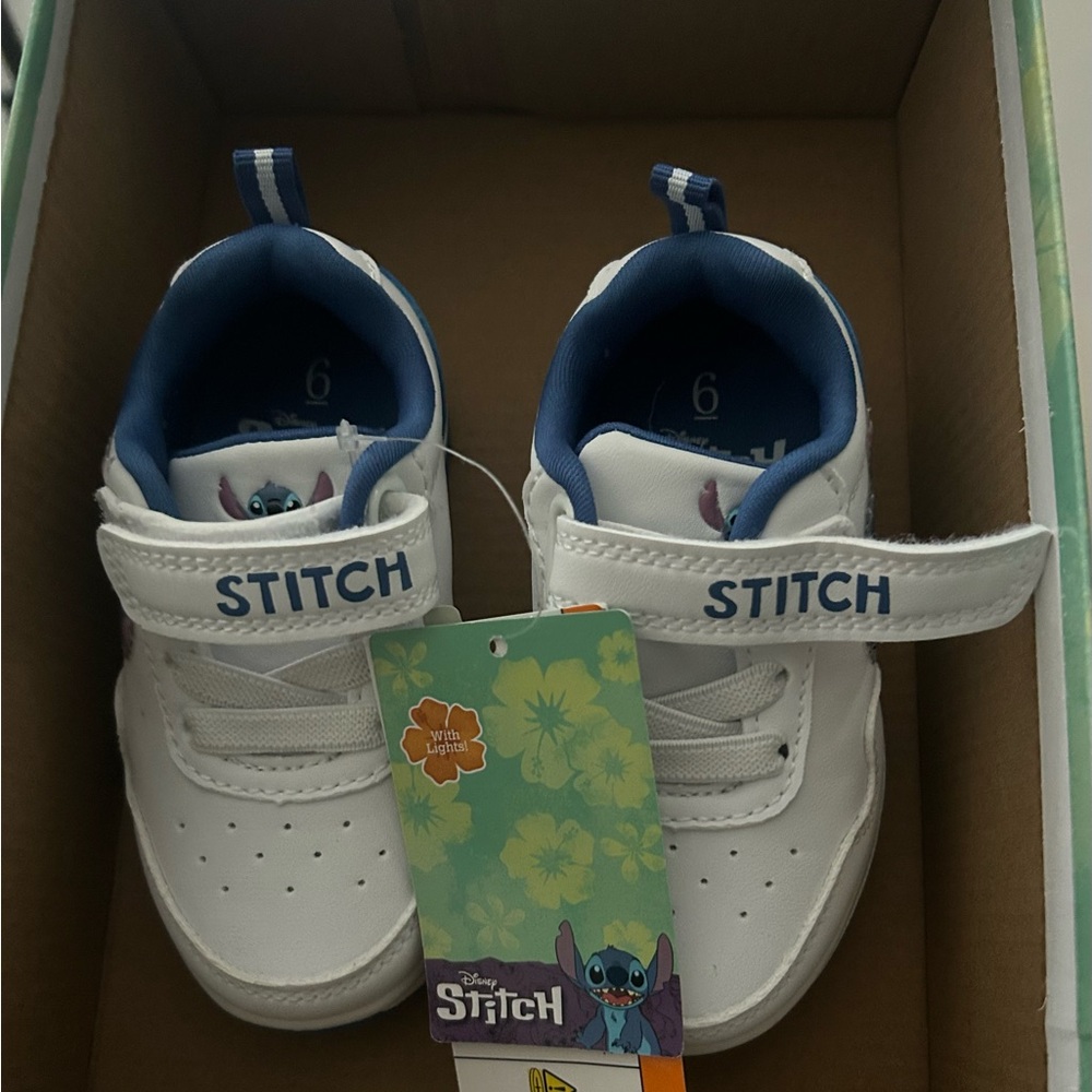 Disney Stitch White and Navy Kids Sneakers